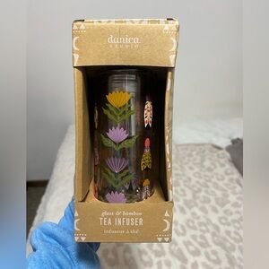 Danica Studio Glass & Bamboo Tea Infuser with Gold Pattern